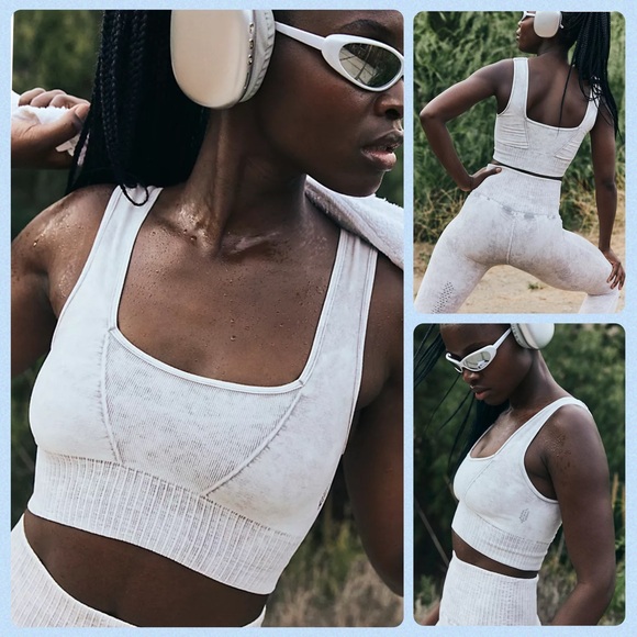 ☀️(A372) NEW Free People Movement Square Neck Bra. Ice Gray. Size: XS/S - Picture 1 of 12